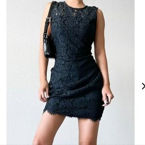 Banana Republic Blue Lace Sheath Dress W/ Keyhole Back